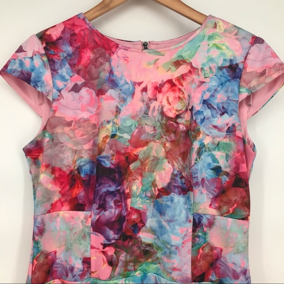 Vibrant, Colorful Stretch Floral Dress - Picture 2 of 13